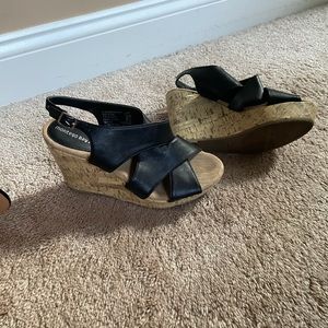 Black leather platform